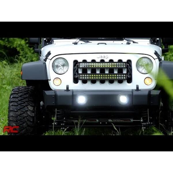 LED Light Kit Fog Mount 2" Black Pair for Jeep Wrangler JK 2007-2009 - Image 2