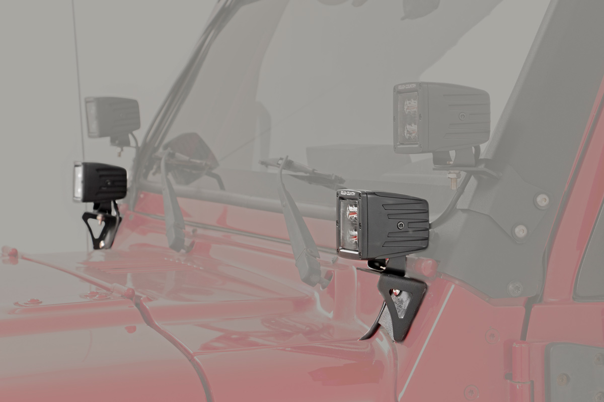 LED Light Mount Lower Windshield Pod for Jeep Wrangler TJ 1997-1906 - Image 2