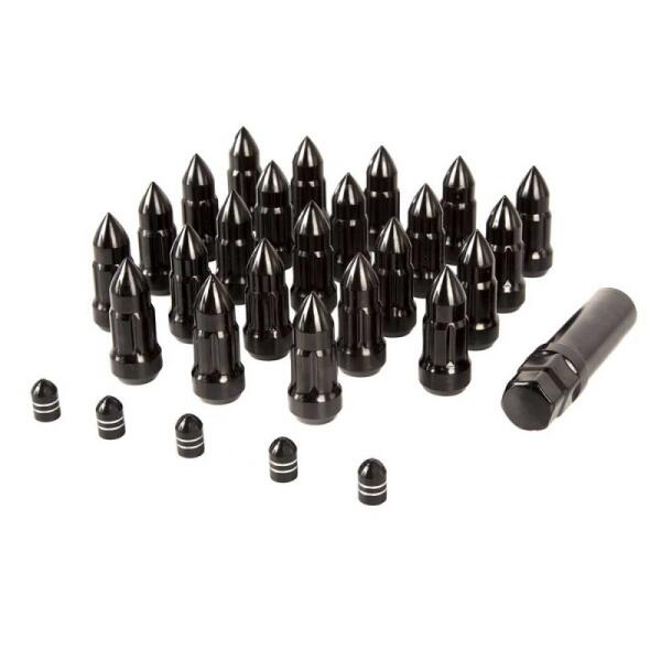 BULLET LUG NUT AND VALVE STEM CAP KIT - BLACK FOR JEEP XJ 84-01,ZJ 93-98,JK 07-18