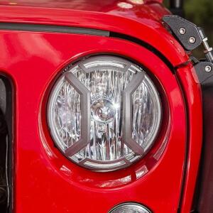 ELITE HEADLIGHT EURO GUARDS, RAW ALUMINUM - PAIR for Jeep JK 07-18
