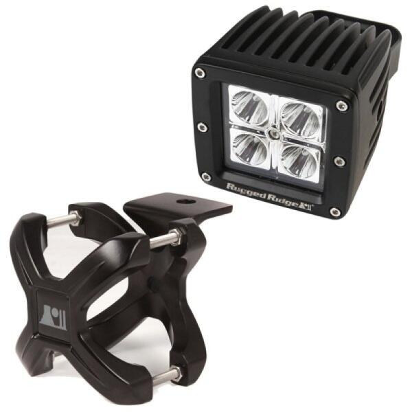 SMALL 3" SQUARE LED LIGHT WITH SMOOTH BLACK X-CLAMP - 1 SET - KIT