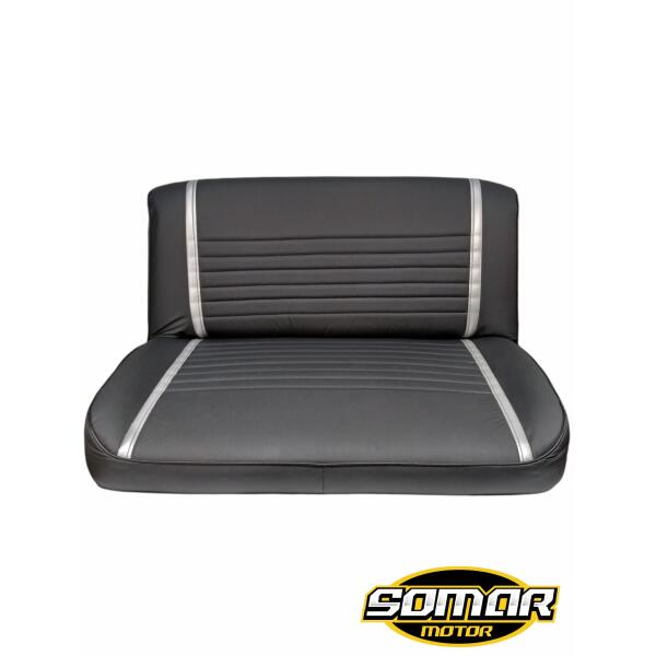 Front and Rear Seat for 72-95 Jeep CJ'S and YJ Wrangler Black With Gray Stripes - Image 4