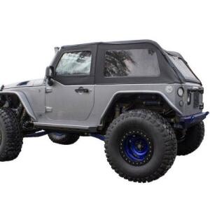 Bowless Sailcloth Soft Top with Tinted Rear Windows Black Diamond 2007-2017 Jeep Wrangler JK (2 Door)