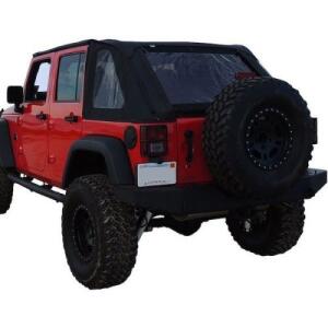 Bowless Sailcloth Soft Top with Tinted Rear Windows Black Diamond 2007-2017 Jeep Wrangler JK (4 Door)