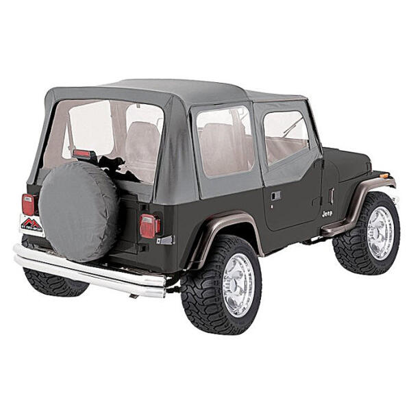 Replacement Soft Top with Clear Windows for 88-95 Jeep Wrangler YJ with Half Steel Doors
