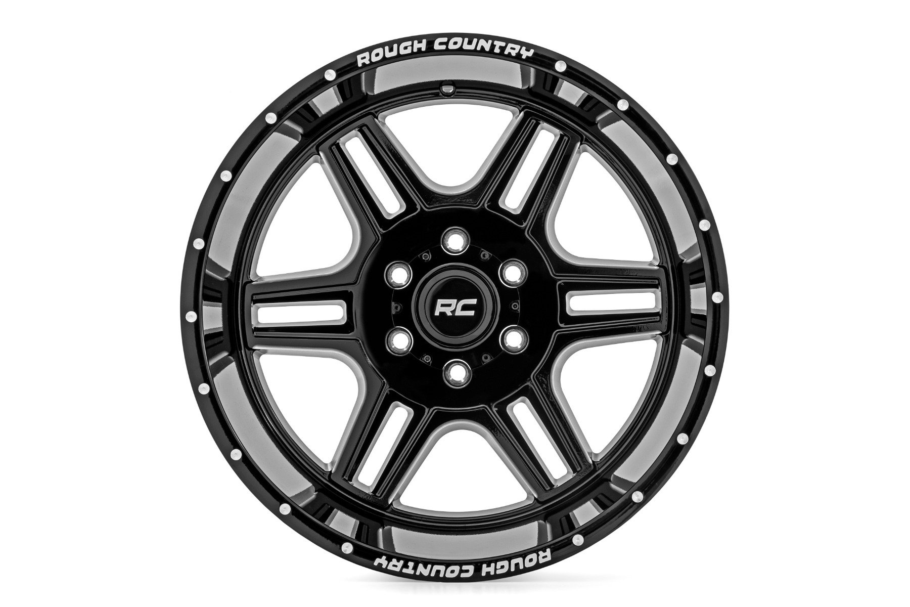 Rough Country 92 Series Wheel Machined One-Piece Gloss Black 20x12 6x135 -44mm - Image 3