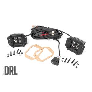 2-INCH SQUARE FLUSH MOUNT CREE LED LIGHTS - (PAIR | BLACK SERIES W/ COOL WHITE DRL)